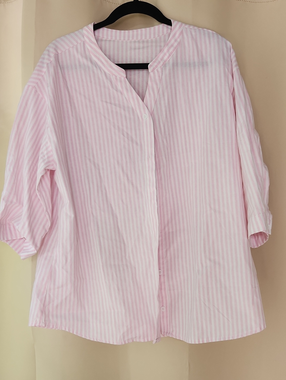 100% Cotton Pink And White Stripe Button-Down Shirt